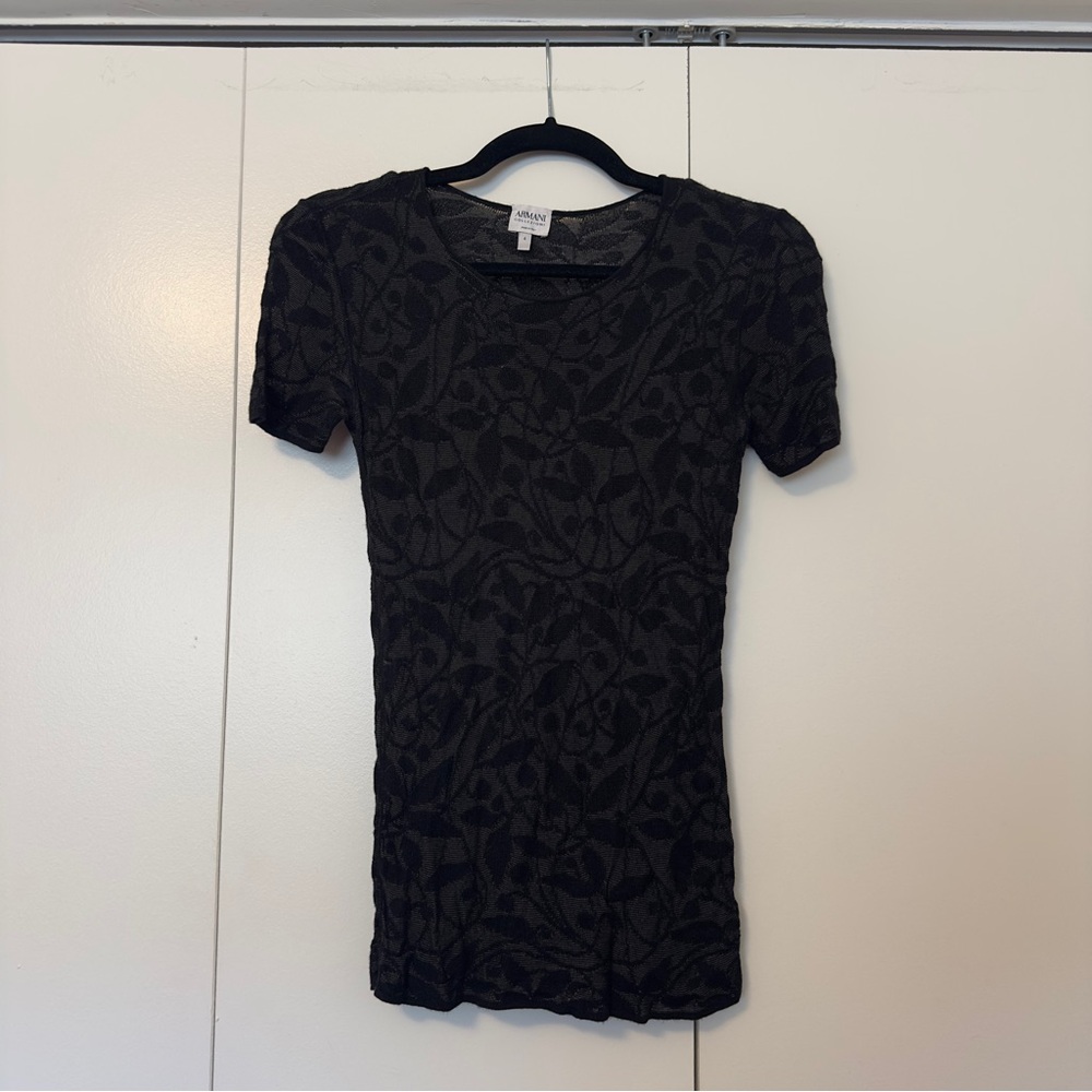 Armani Collezioni Black and Gray Floral Top